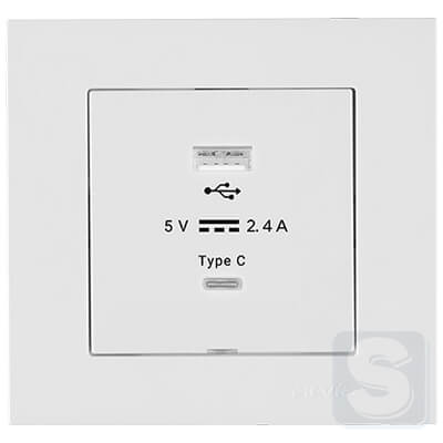 Розетка USB-A+USB-C 5V-2.4A Arvia Electric KAREN Білий (20 01 1000 304)